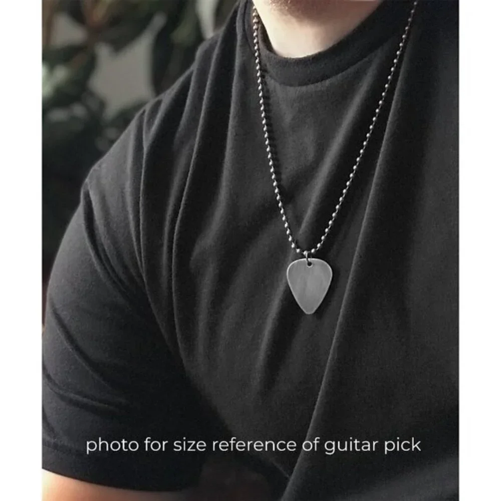 Brushed Stainless Steel Guitar Pick Necklace - 24 inch chain